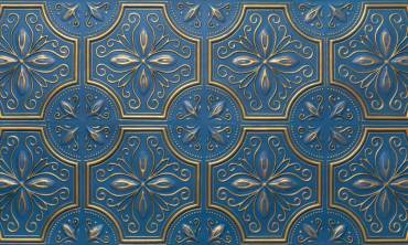 Blue And Gold Textured Panels - Antique Tiles