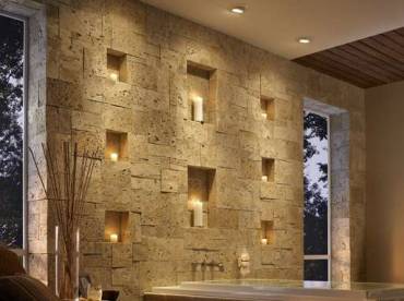 Bathroom walls stone cladding